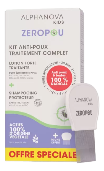 KIDS ZEROPOU kit anti-poux traitement complet   kit